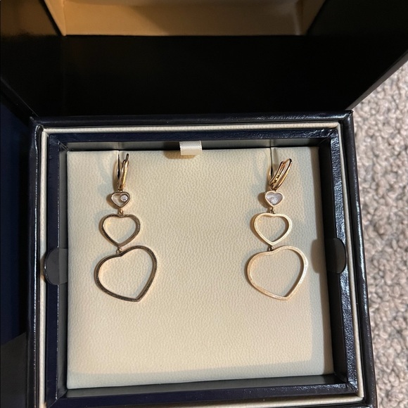 Rare Chopard Diamond Rose Gold Happy Hearts Long Dangle earrings - Picture 2 of 4